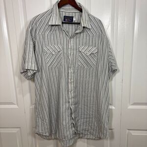 Panhandle Slim 19 Pearl Snap Western Shirt Men Gray Stripe Cowboy Rodeo